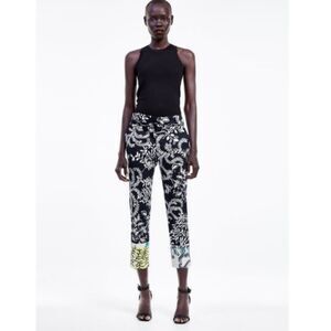 Zara floral cropped chino pants